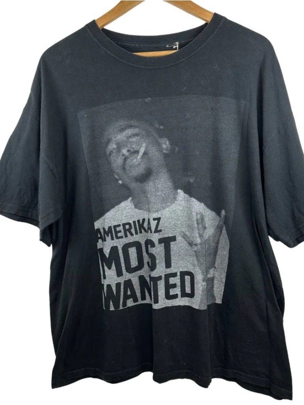 Amerikaz Most Wanted Graphic Tee - Black Crew Neck